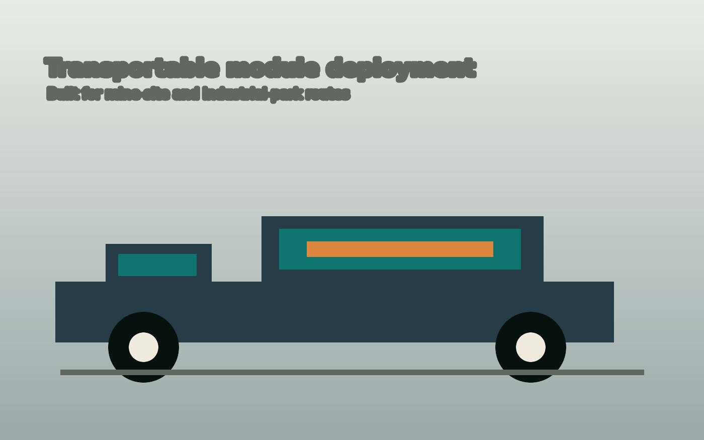 Modular smelter equipment loaded on trucks for deployment